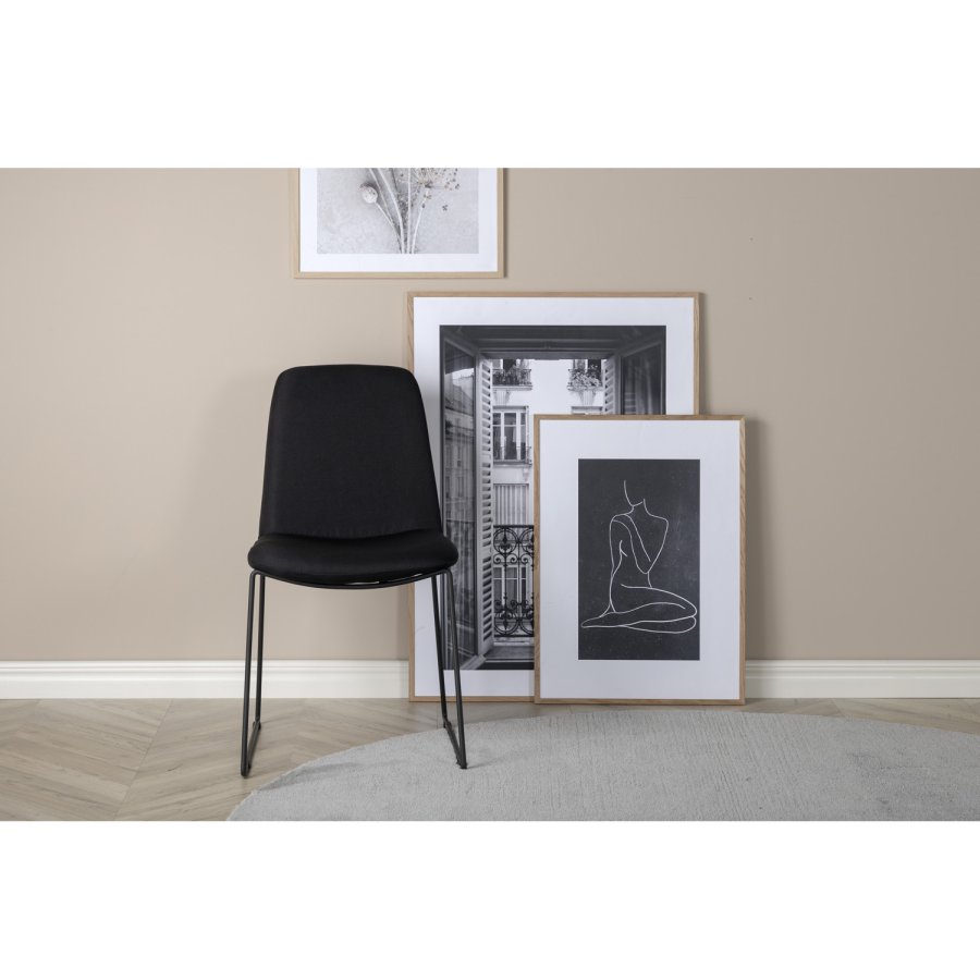 VENTURE DESIGN Muce spisebordsstol - sort polyester og sort metal