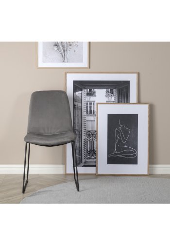 VENTURE DESIGN Muce spisebordsstol - gr velour og sort metal