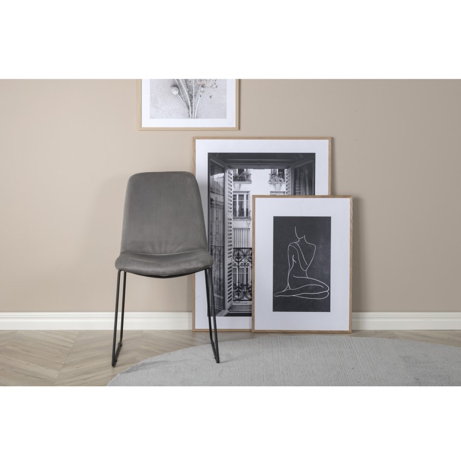 VENTURE DESIGN Muce spisebordsstol - gr velour og sort metal