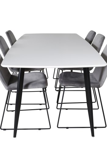 VENTURE DESIGN Muce spisebordsstol - gr velour og sort metal