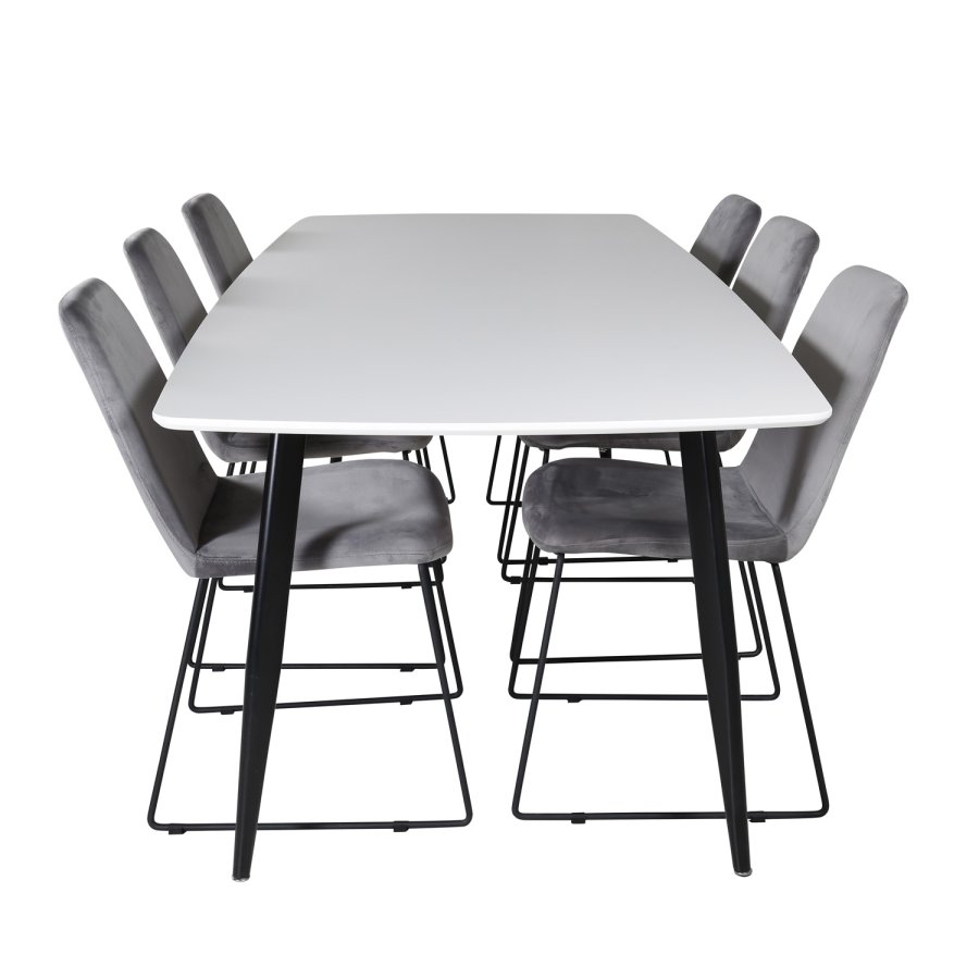 VENTURE DESIGN Muce spisebordsstol - gr velour og sort metal