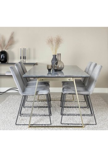 VENTURE DESIGN Muce spisebordsstol - gr velour og sort metal