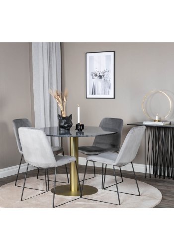 VENTURE DESIGN Muce spisebordsstol - gr velour og sort metal