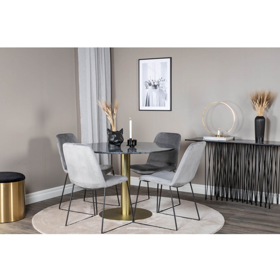 VENTURE DESIGN Muce spisebordsstol - gr velour og sort metal