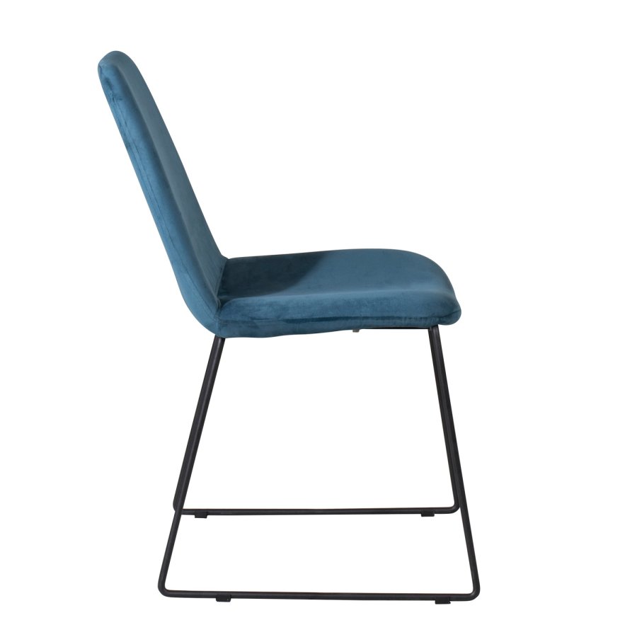 VENTURE DESIGN Muce spisebordsstol - bl velour og sort metal