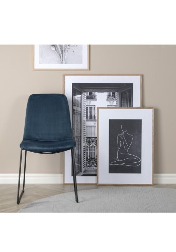 VENTURE DESIGN Muce spisebordsstol - bl velour og sort metal