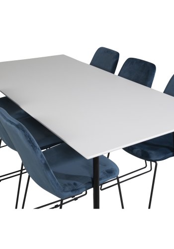 VENTURE DESIGN Muce spisebordsstol - bl velour og sort metal