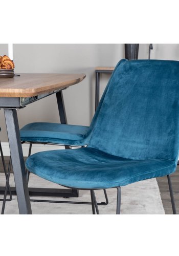 VENTURE DESIGN Muce spisebordsstol - bl velour og sort metal