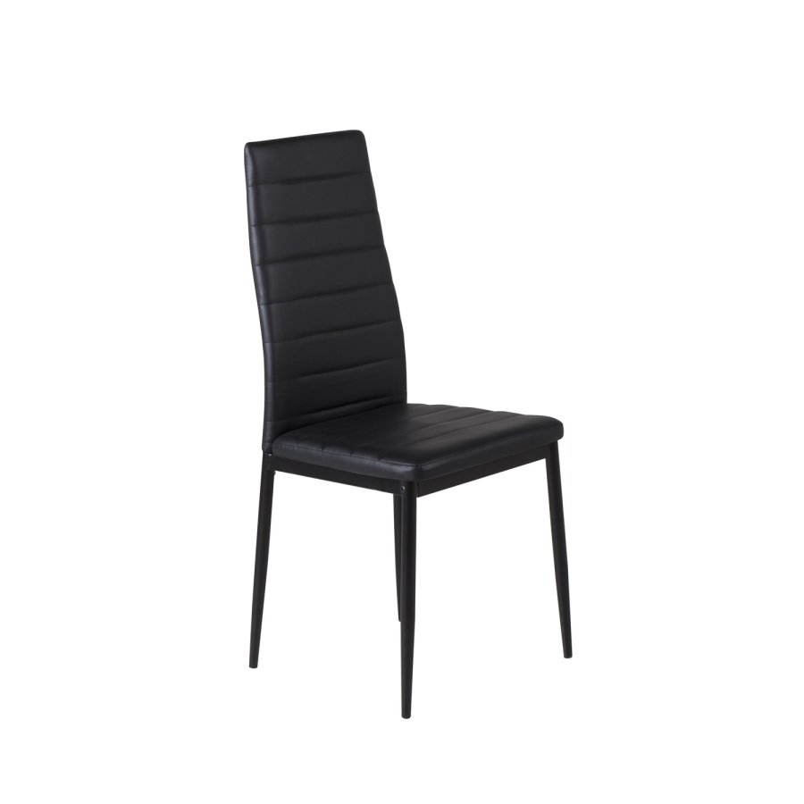 VENTURE DESIGN Slim High Back spisebordsstol - sort PU og sort metal