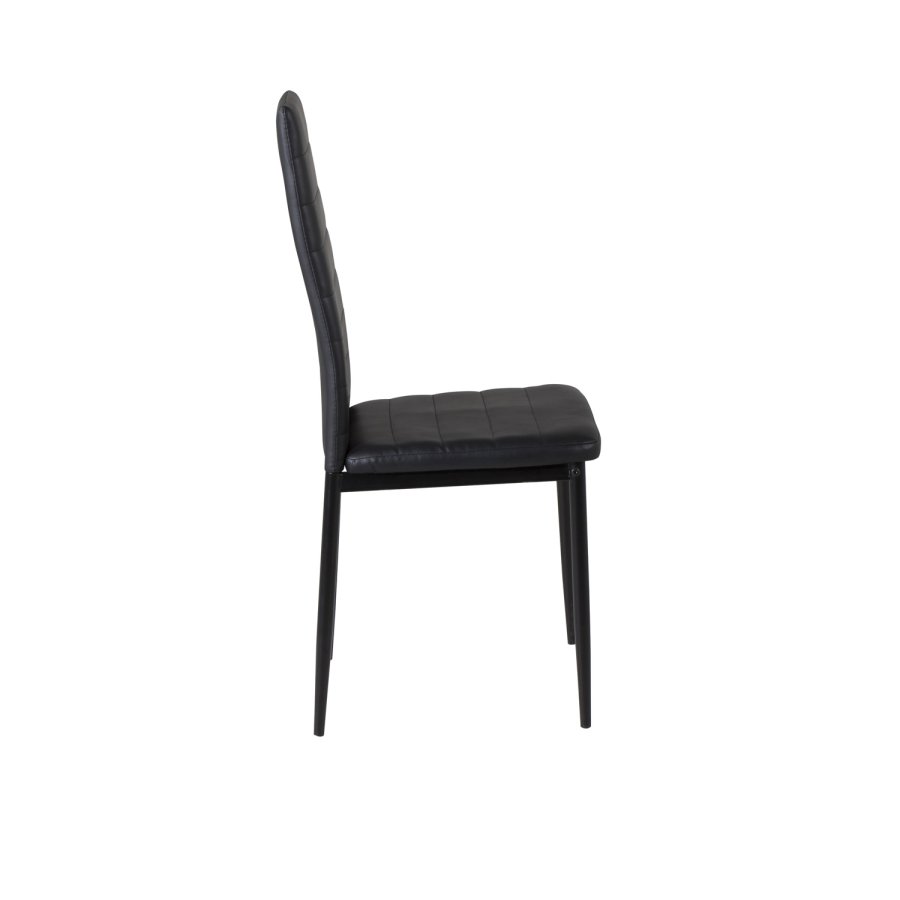 VENTURE DESIGN Slim High Back spisebordsstol - sort PU og sort metal