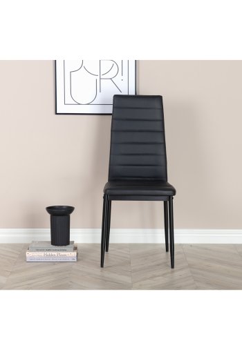 VENTURE DESIGN Slim High Back spisebordsstol - sort PU og sort metal