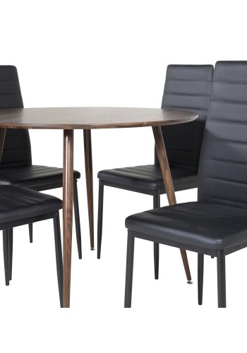 VENTURE DESIGN Slim High Back spisebordsstol - sort PU og sort metal