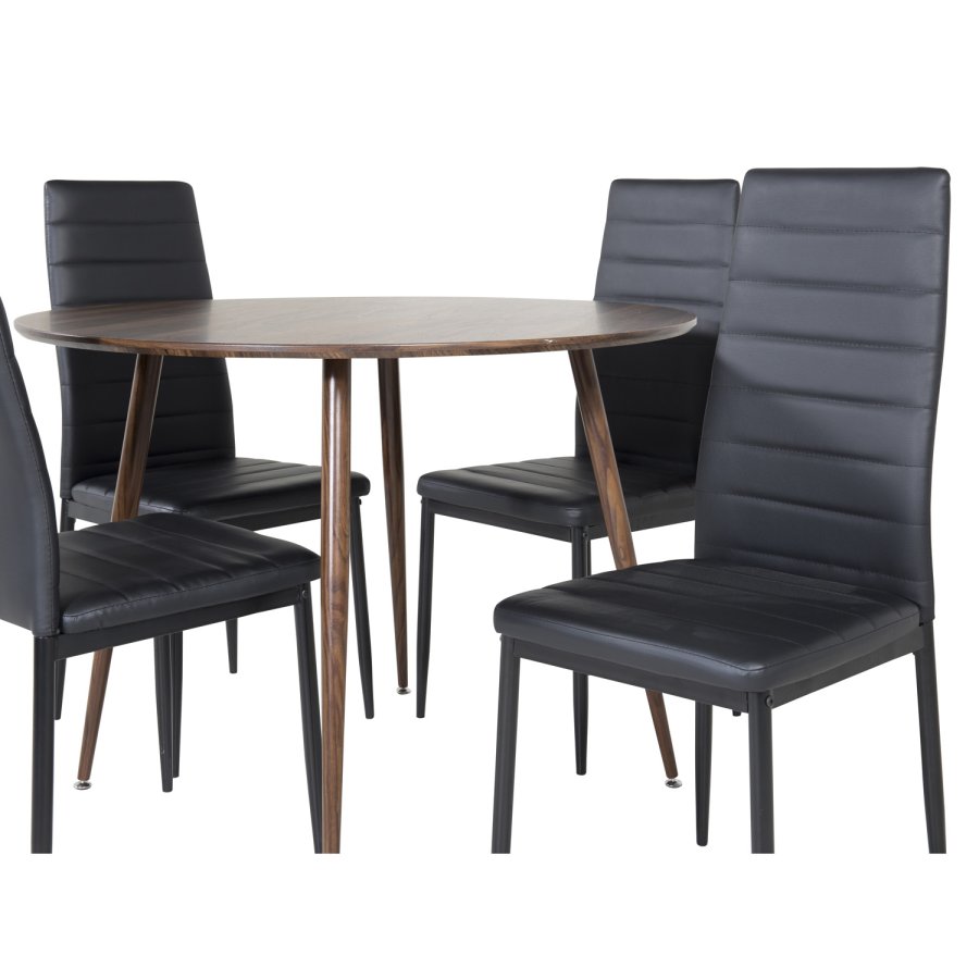 VENTURE DESIGN Slim High Back spisebordsstol - sort PU og sort metal