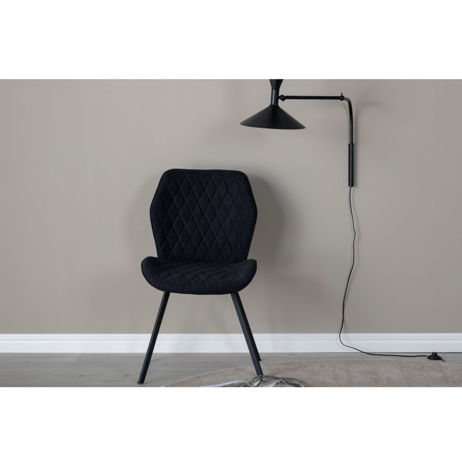 VENTURE DESIGN Gemma spisebordsstol - sort polyester og sort metal