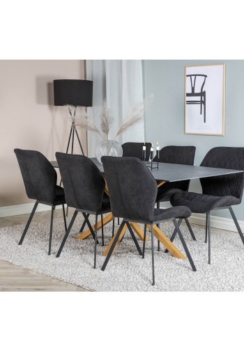 VENTURE DESIGN Gemma spisebordsstol - sort polyester og sort metal