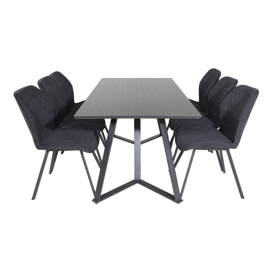 VENTURE DESIGN Gemma spisebordsstol - sort polyester og sort metal