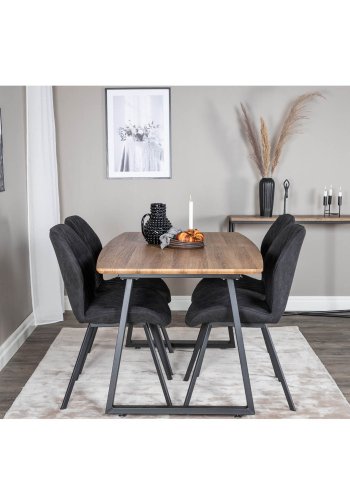 VENTURE DESIGN Gemma spisebordsstol - sort polyester og sort metal