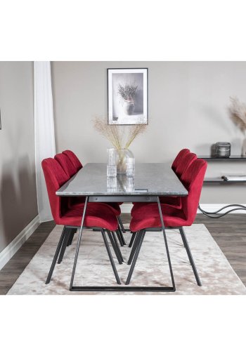 VENTURE DESIGN Gemma spisebordsstol - rd polyester og sort metal