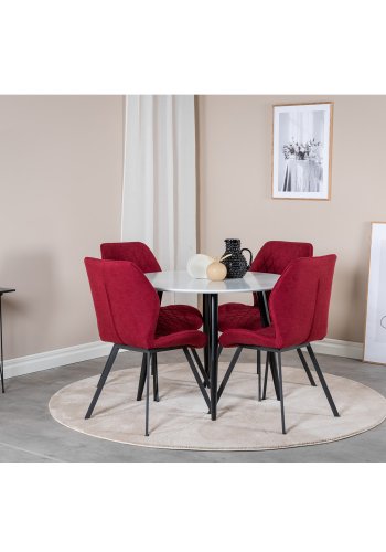 VENTURE DESIGN Gemma spisebordsstol - rd polyester og sort metal