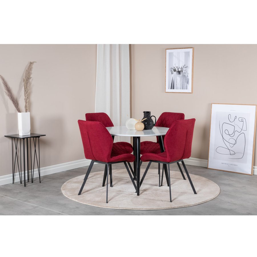 VENTURE DESIGN Gemma spisebordsstol - rd polyester og sort metal