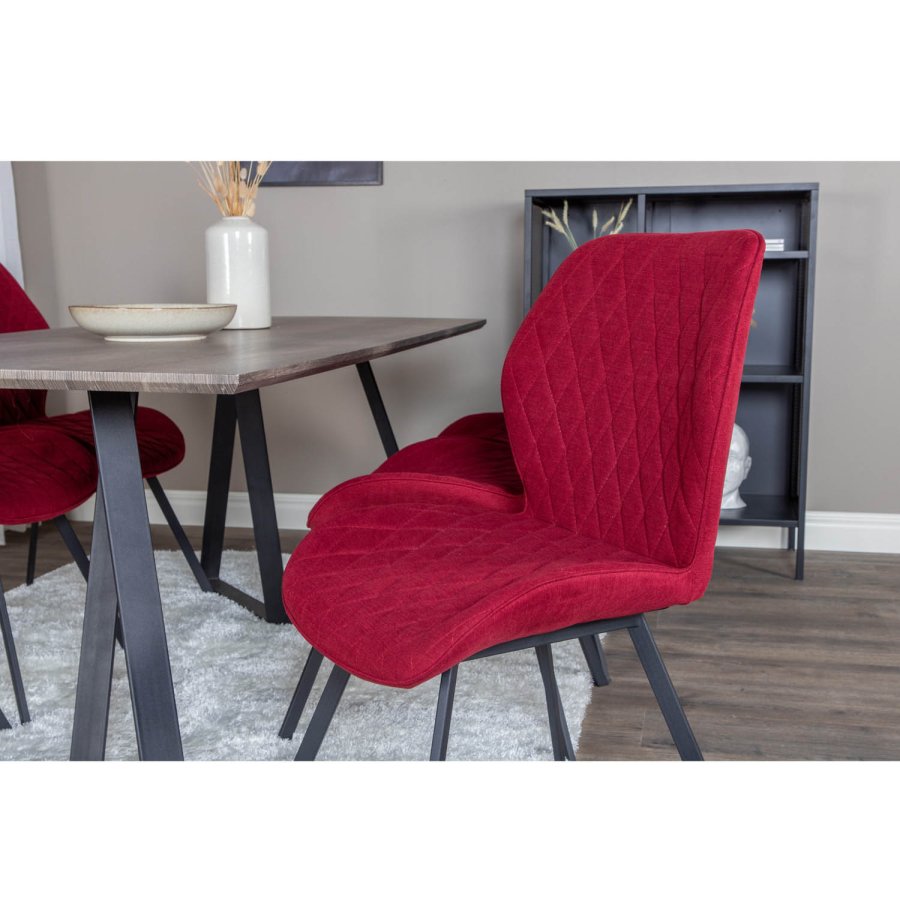 VENTURE DESIGN Gemma spisebordsstol - rd polyester og sort metal