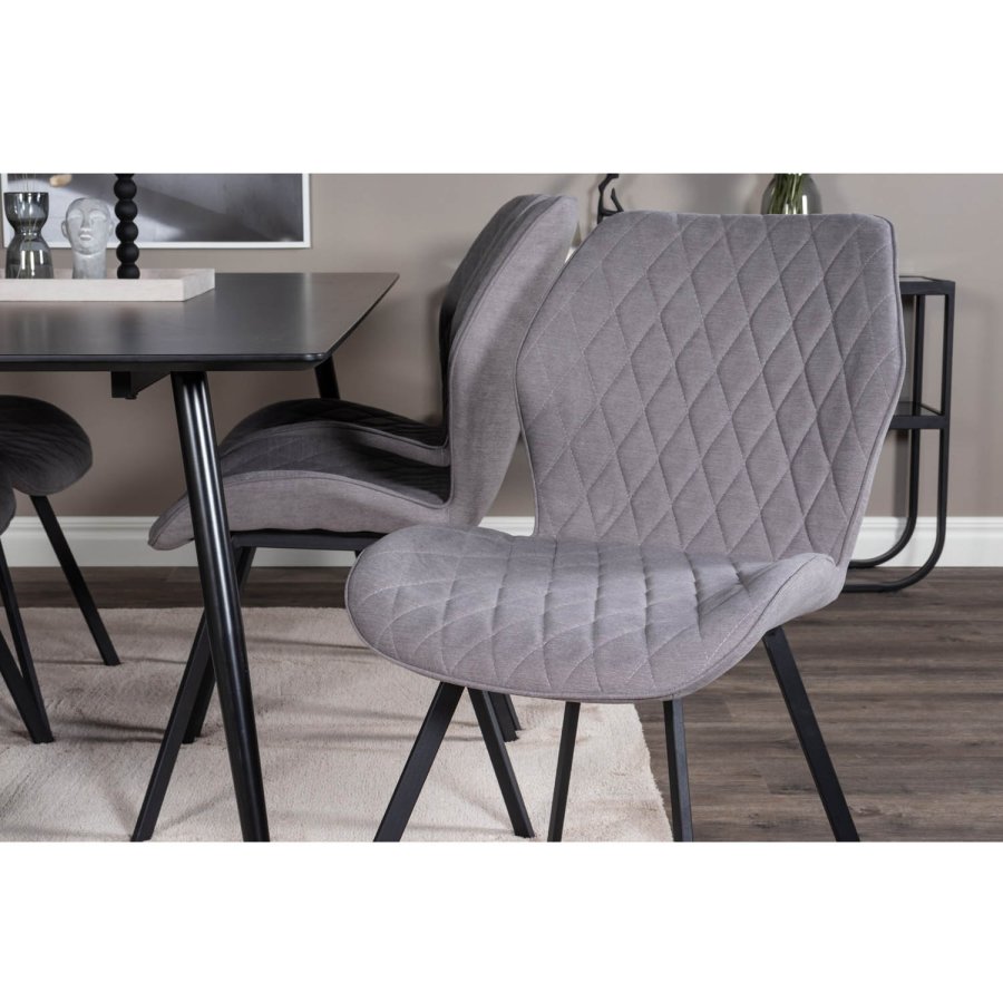 VENTURE DESIGN Gemma spisebordsstol - gr polyester og sort metal