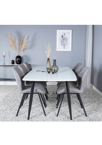 VENTURE DESIGN Gemma spisebordsstol - gr polyester og sort metal