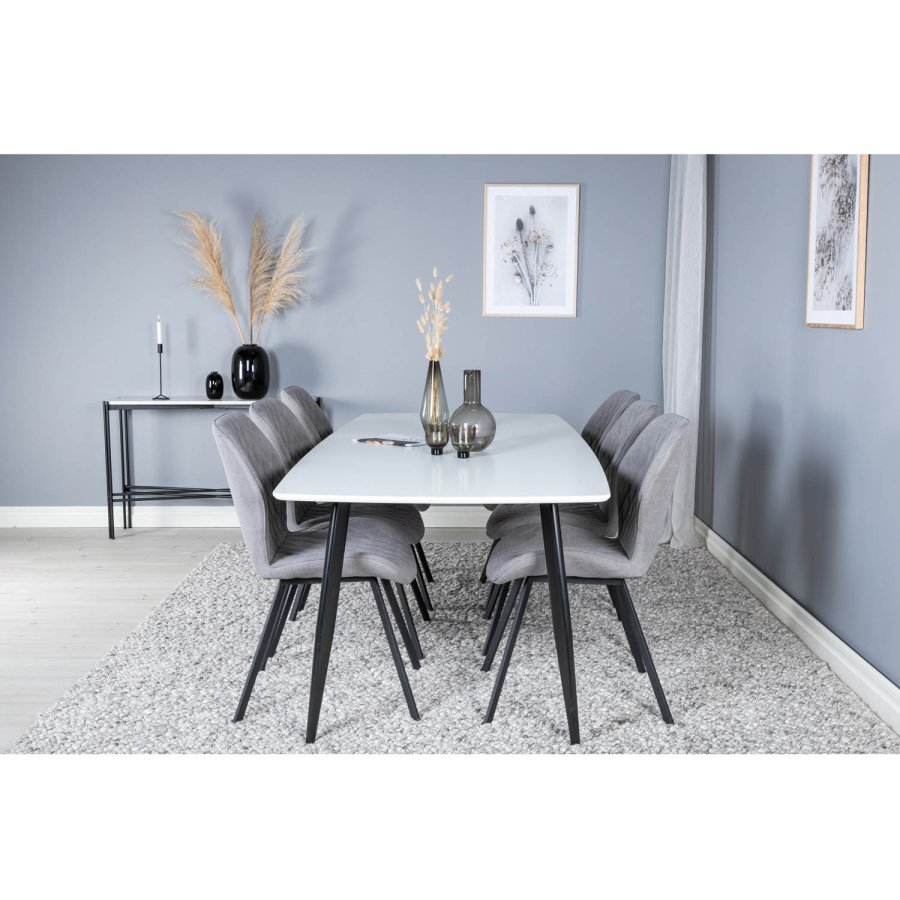 VENTURE DESIGN Gemma spisebordsstol - gr polyester og sort metal