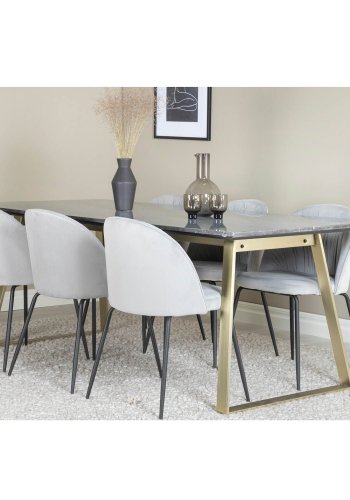 VENTURE DESIGN Wrinkles spisebordsstol - gr velour og sort metal