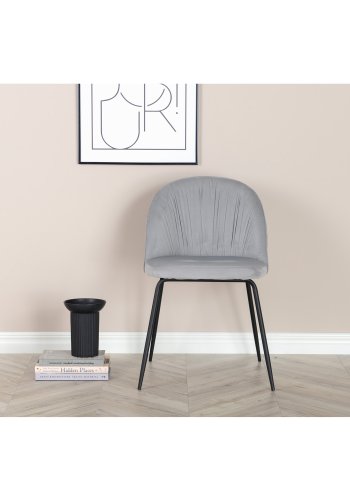VENTURE DESIGN Wrinkles spisebordsstol - gr velour og sort metal
