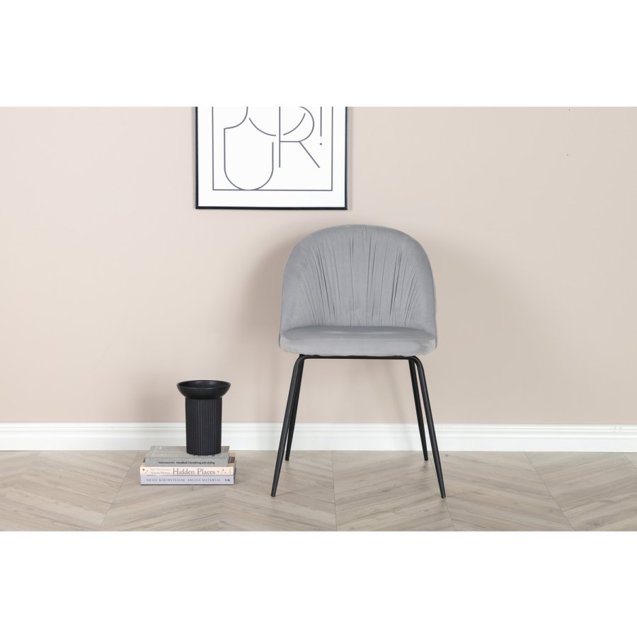 VENTURE DESIGN Wrinkles spisebordsstol - gr velour og sort metal