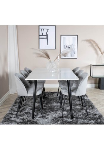 VENTURE DESIGN Wrinkles spisebordsstol - gr velour og sort metal