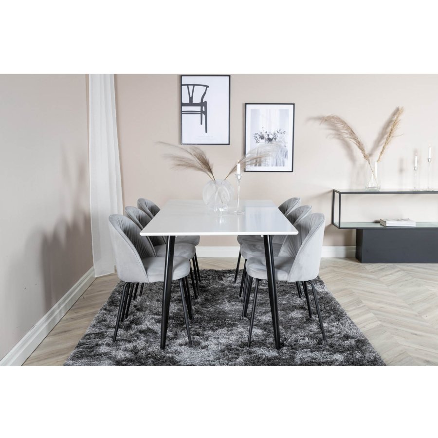 VENTURE DESIGN Wrinkles spisebordsstol - gr velour og sort metal