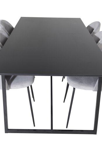 VENTURE DESIGN Wrinkles spisebordsstol - gr velour og sort metal