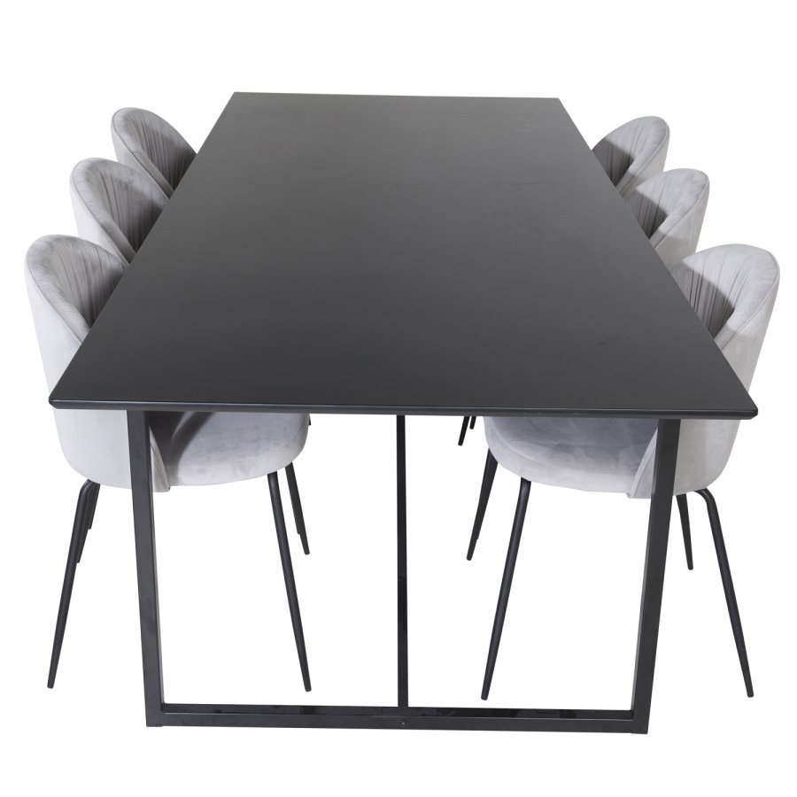 VENTURE DESIGN Wrinkles spisebordsstol - gr velour og sort metal
