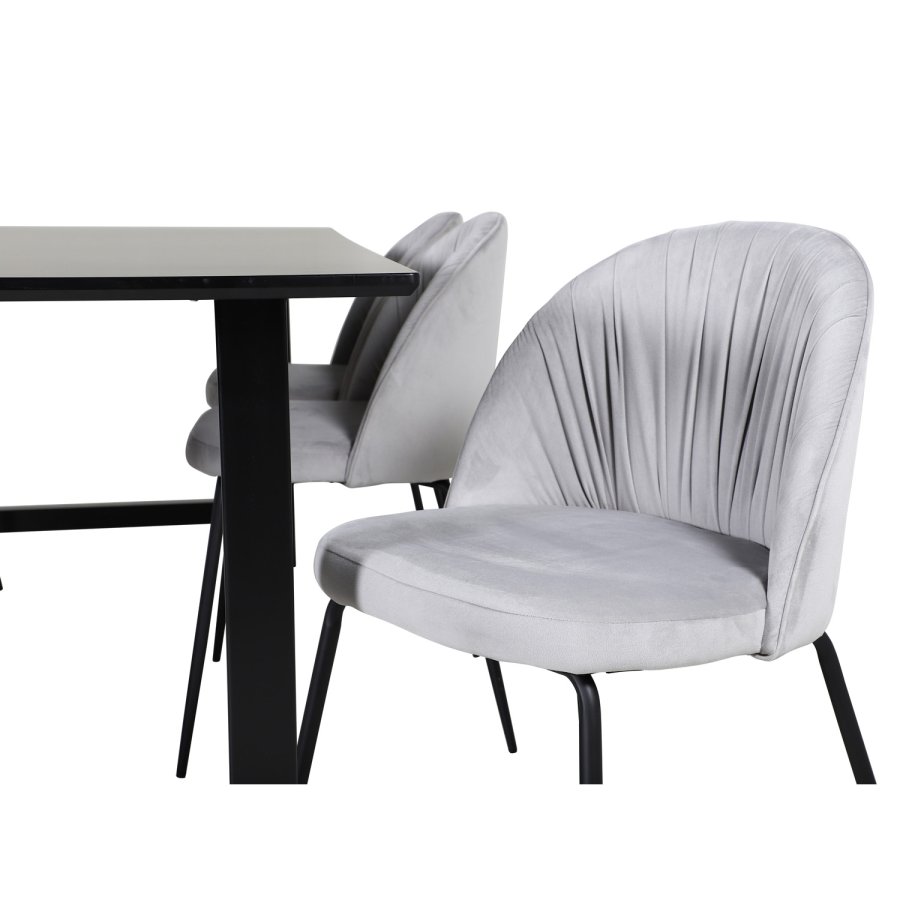 VENTURE DESIGN Wrinkles spisebordsstol - gr velour og sort metal