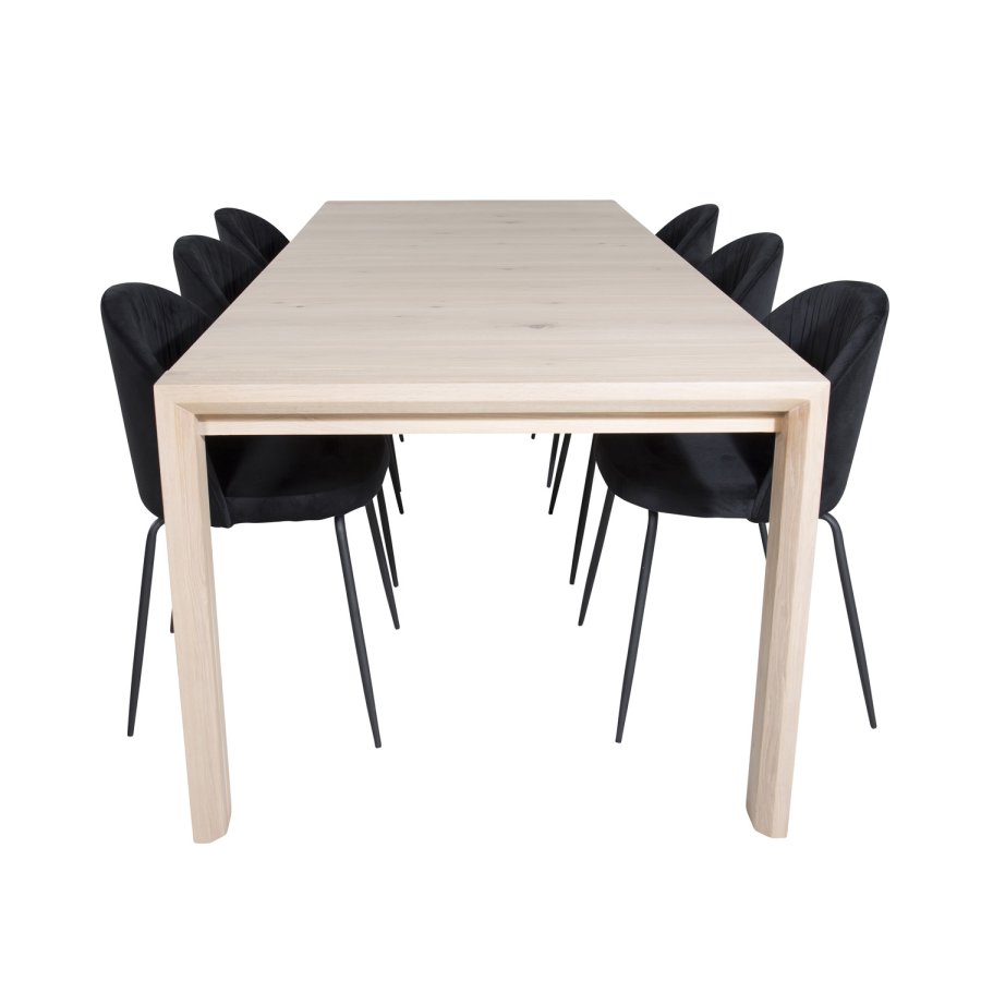 VENTURE DESIGN Wrinkles spisebordsstol - sort velour og sort metal