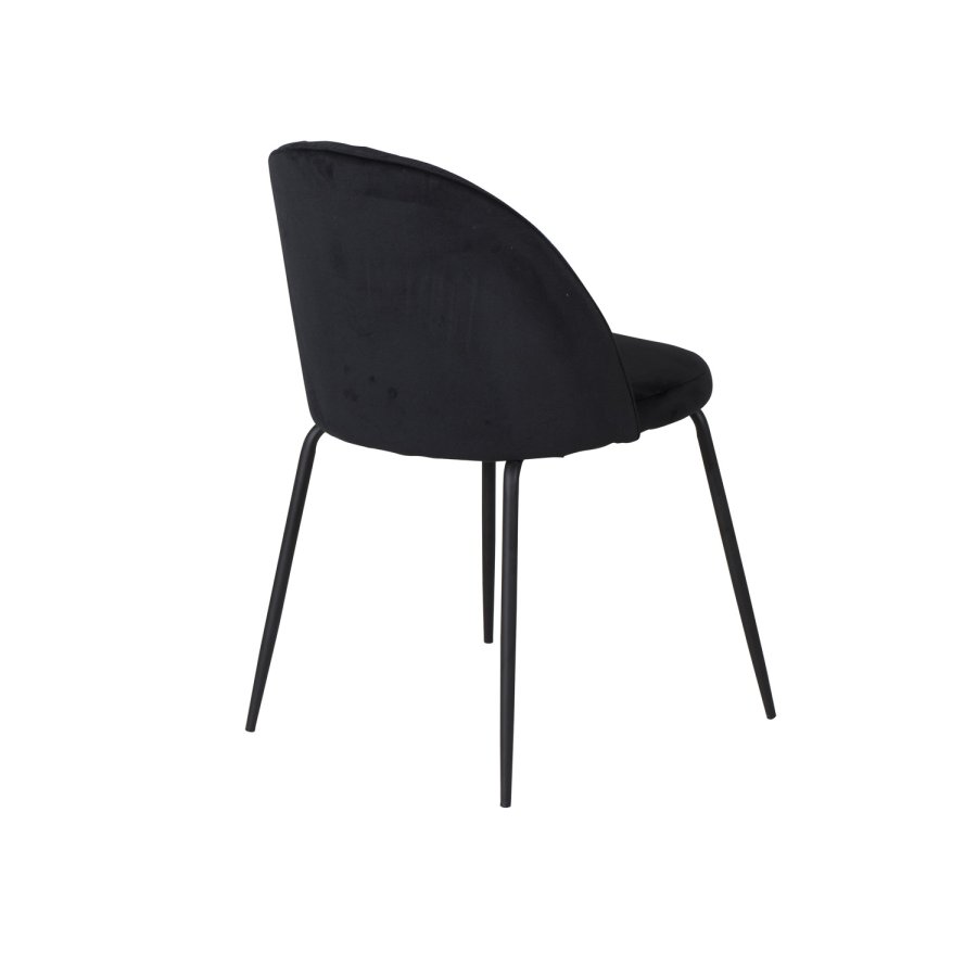 VENTURE DESIGN Wrinkles spisebordsstol - sort velour og sort metal