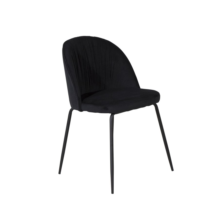 VENTURE DESIGN Wrinkles spisebordsstol - sort velour og sort metal