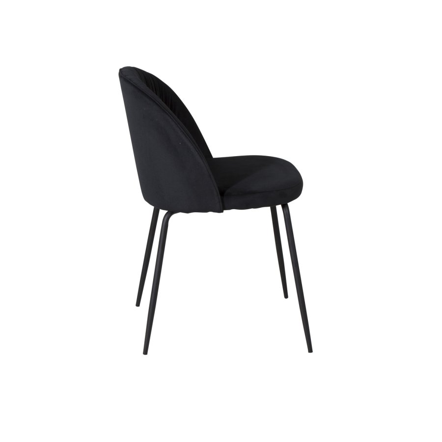 VENTURE DESIGN Wrinkles spisebordsstol - sort velour og sort metal