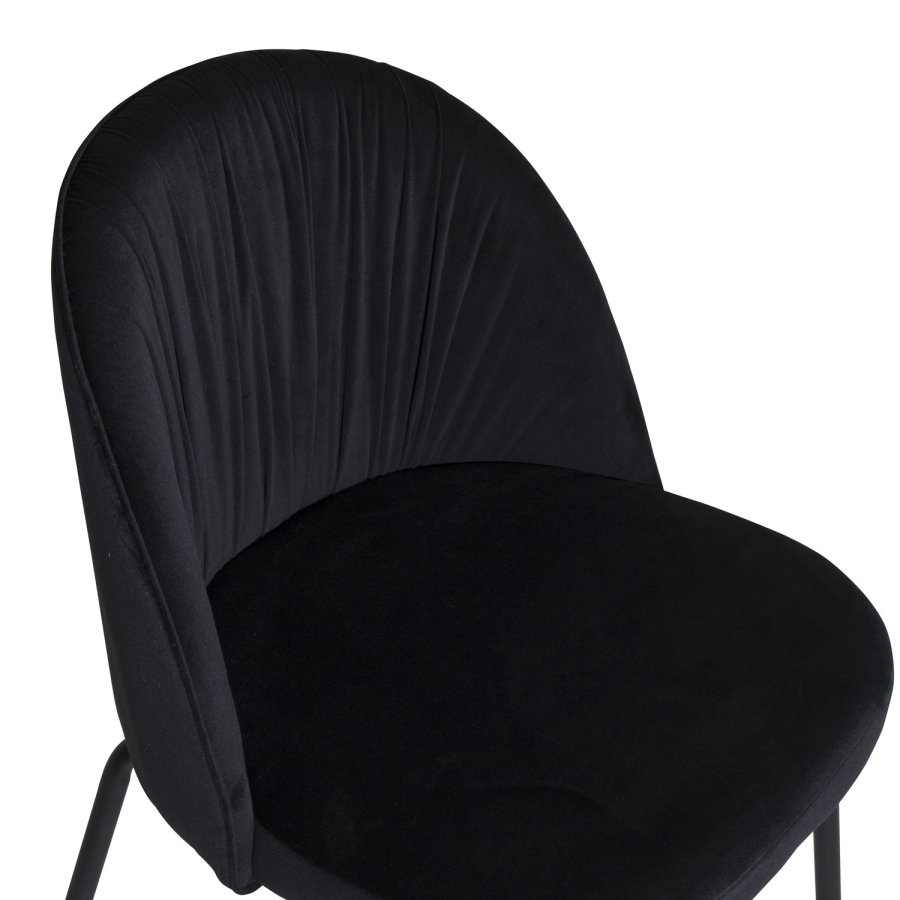 VENTURE DESIGN Wrinkles spisebordsstol - sort velour og sort metal