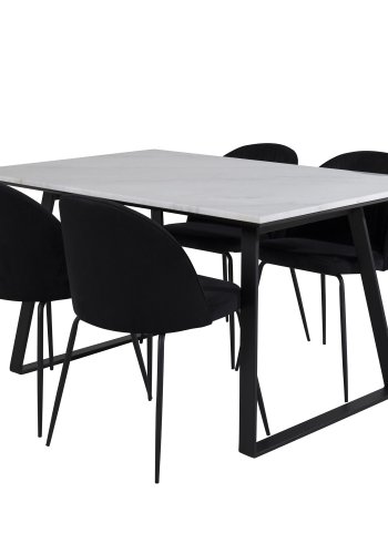 VENTURE DESIGN Wrinkles spisebordsstol - sort velour og sort metal