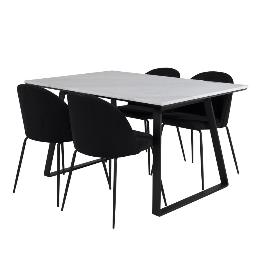 VENTURE DESIGN Wrinkles spisebordsstol - sort velour og sort metal