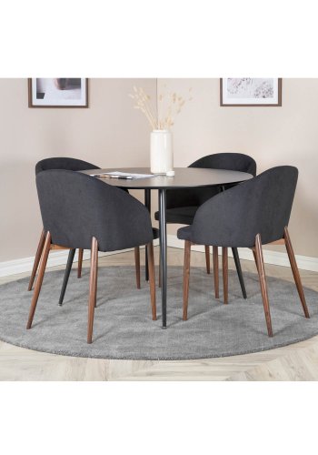 VENTURE DESIGN Arch spisebordsstol, m. armln - sort polyester og valndfolie metal