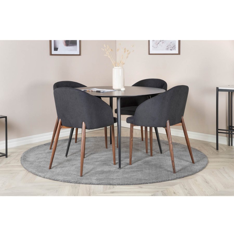 VENTURE DESIGN Arch spisebordsstol, m. armln - sort polyester og valndfolie metal