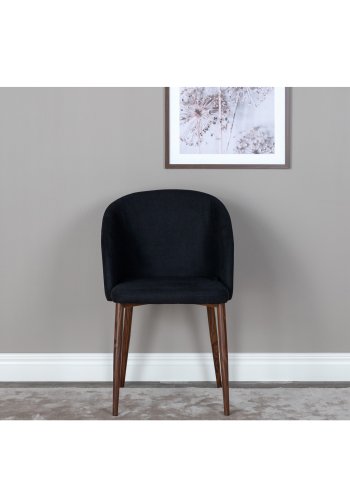 VENTURE DESIGN Arch spisebordsstol, m. armln - sort polyester og valndfolie metal