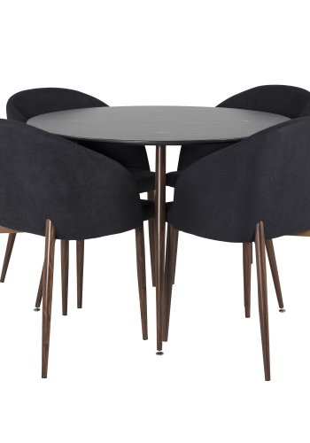 VENTURE DESIGN Arch spisebordsstol, m. armln - sort polyester og valndfolie metal