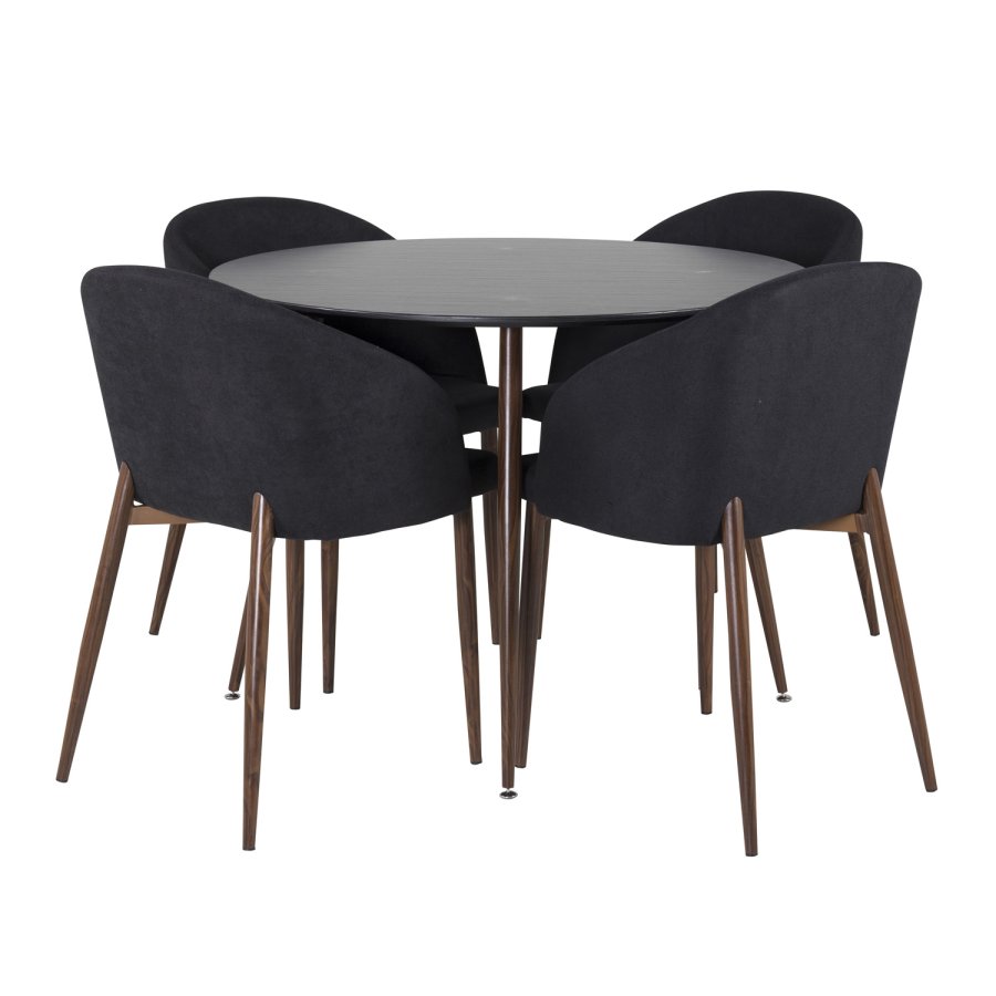 VENTURE DESIGN Arch spisebordsstol, m. armln - sort polyester og valndfolie metal