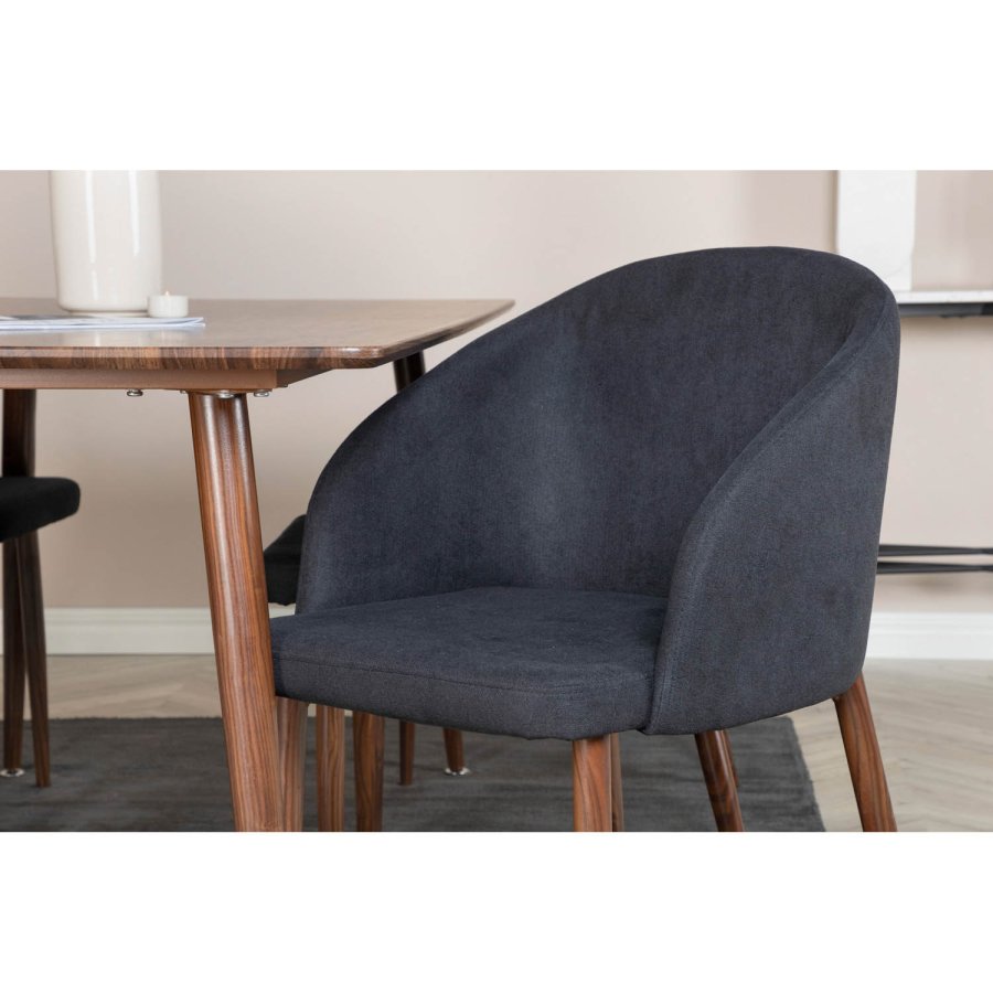 VENTURE DESIGN Arch spisebordsstol, m. armln - sort polyester og valndfolie metal