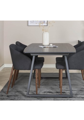 VENTURE DESIGN Arch spisebordsstol, m. armln - sort polyester og valndfolie metal